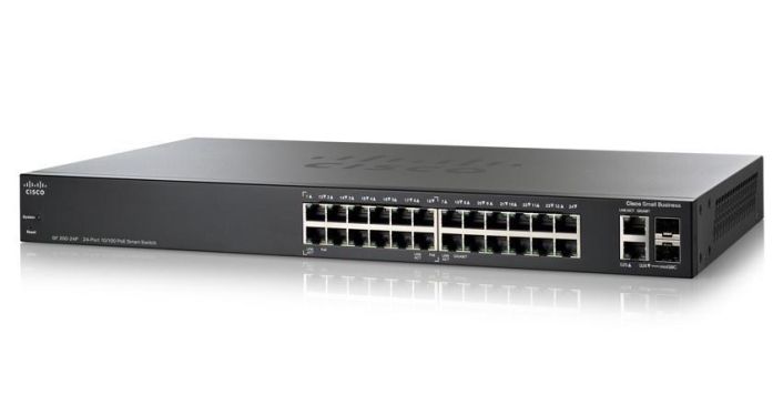 SLM224PT-EU Cisco 24-Ports 10/100Base-TX 12x RJ-45 Ports and 12x RJ-45 PoE Ports Manageable Layer2 Desktop Ethernet Switch with 2x Gigabit Ethernet Uplink and 2x Shared SFP Slots (Refurbished)