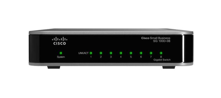 SG100D-08-NA Cisco 8-Ports 10/100/1000Base-TX RJ-45 Layer2 Wall Mountable and Desktop Switch (Refurbished)