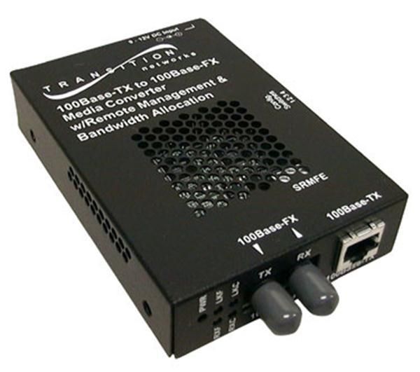 SRMFE1011-200 Transition 100Base-TX (RJ-45) to 100Base-FX 1300 NM Multi-Mode (ST) 2 Kilometers/1.2 Miles for Fast Ethernet Stand-Alone Media Converter