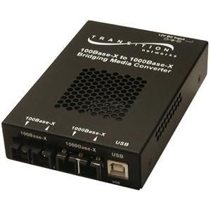SFBRM1313-100-NA Transition 100Base-FX 1300 NM Multi-Mode (SC) 2 Kilometers/1.2 Miles to 1000Base-SX 850 NM Multi-Mode (SC) for OAM / IP-Based 10/100 Bridging Stand-Alone Media Converter