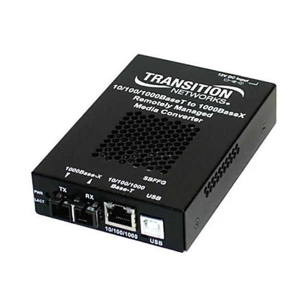 SBFFG1313-100 Transition 1000Base-SX 850 NM Multi-Mode (SC) 220 m/722 ft to 1000Base-SX 850 NM Multi-Mode (SC) 220 m/722 ft for OAM / IP-Based 1000 Bridging Stand-Alone Media Converter
