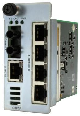CBFTF1013-120 Transition 5x 10/100Base-TX (RJ-45) to 100Base-FX 1300 NM Multi-Mode (SC) 2 Kilometers/1.2 Miles for 10/100 Bridging Point System Slide-in-Mode Media Converter