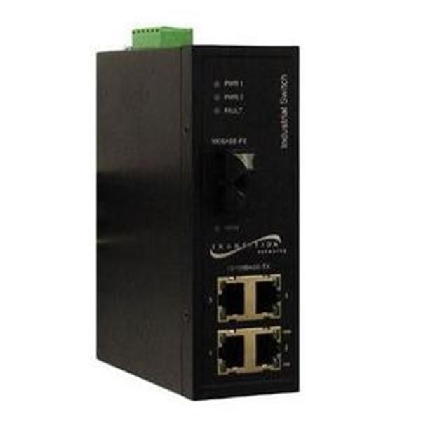 SISTF1014-140-LRT Transition 4x 10/100Base-TX (RJ-45) to 100Base-FX 1310 NM Single-Mode (SC) 15 Kilometers/9.3 Miles for Ethernet Switch Stand-Alone Media Converter