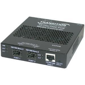 SGPOE1040-100 Transition 10/100/1000Base-T (RJ45) to 100/1000Base-X SFP Slot for Power-Over-Ethernet PSE Stand-Alone Media Converters