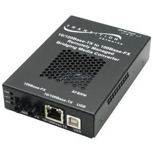 SFBRM1040-180-NA Transition 10/100Base-TX (RJ-45) to SFP Slot (Empty) for High-Temp with DMI Options 10/100 Bridging Stand-Alone Media Converter