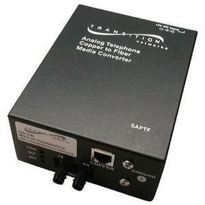 SAPTF3329-111 Transition Twisted Pair (RJ-11) 5 Kilometers/3.1 Miles to 1550 NM TX / 1310 NM RX Single-Fiber Single-Mode (SC) 20 Kilometers/12.4 Miles for POTS 2-Wire Line Side FXS Point System Slide-In-Module Media Converter