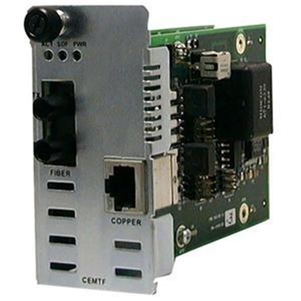 CEMTF1011-100 Transition Twisted Pair (RJ-45) 5 Kilometers/3.1 Miles to 1300 NM Multi-Mode (ST) 2 Kilometers/1.2 Miles for E&M 2/4-wire Point System Slide-In-Module Media Converter