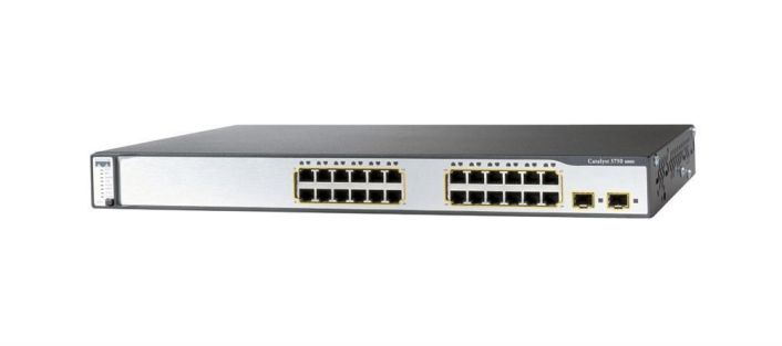 WS-C3750-24TS-S-NOB Cisco Catalyst 3750 24-Ports RJ-45 Manageable Rack-mountable Switch with 2x SFP Ports (Refurbished)