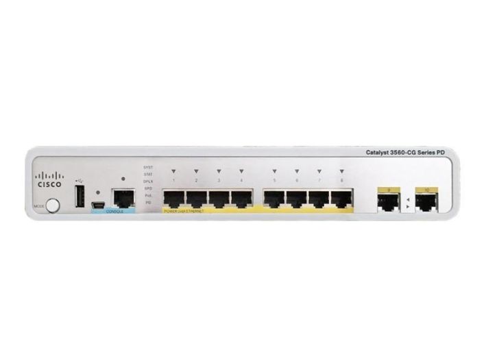WS-C3560CPD-8PT Cisco Catalyst 3560C 8-Ports 10/100Mbps PoE 2 x 10/100/1000Mbps Compact Switch (Refurbished)