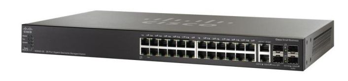 SG500-28-K9 Cisco SG500 28-Ports 10/100/1000Mbps RJ-45 Manageable Layer2 Rack-mountable Stackable Switch with 2x SFP Slots (Refurbished)