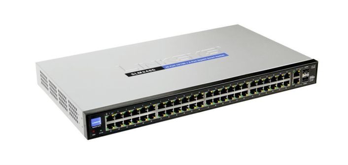 SLM248GT Cisco SF200-48 48-Ports 10/100Mbps Ethernet 2 x Gigabit SFP Port Rack-mountable Ethernet Switch (Refurbished)
