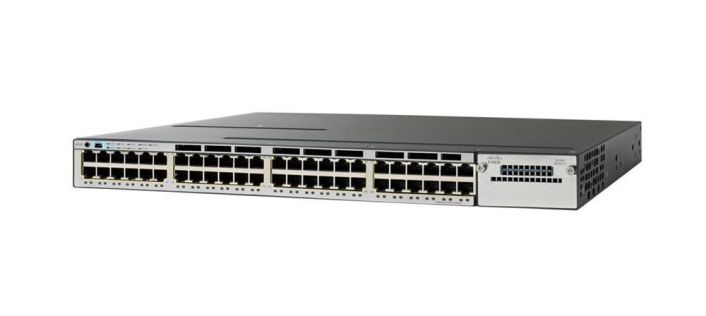 WS-C3750X-48P-S-OB Cisco Catalyst 3750x 48-Ports 10/100/1000Base-T RJ-45 PoE+ Manageable Layer2 Rack-mountable 1U Stackable Ethernet Switch with 2x Expansion Slots (Refurbished)