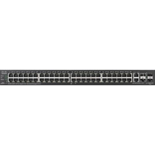 SG500-52MP-K9G5-RF Cisco SG500-52MP 52-Ports 10/100/1000Base-T Rj-45 PoE+ Stackable Manageable Layer3 Desktop Switch with 2x Shared SFP Slots (Refurbished)