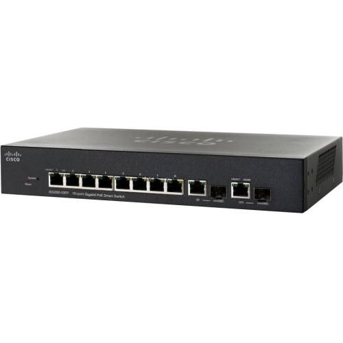 SG200-10FP-NA-RF Cisco Small Business Smart SG200-10FP 8-Ports RJ-45 10/100/1000 PoE Layer 2 Manageable Rack-mountable with 2 Combo Gigabit SFP Switch (Refurbished)