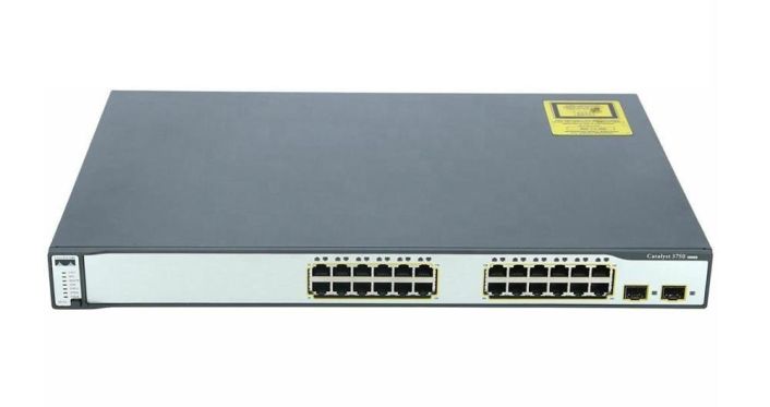 WSC375024PSS2 Cisco 3750 Series 24-Ports RJ-45 PoE Manageable Rack-mountable Switch with 2x SFP Ports (Refurbished)