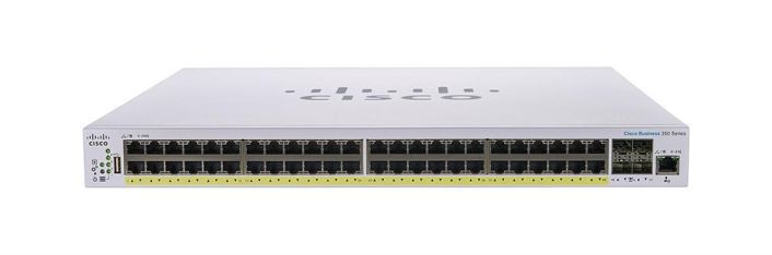 CBS350-48P-4G-EU Cisco 350 CBS350-48P-4G Ethernet Switch - 48 Ports - Manageable - 3 Layer Supported - Modular - 4 SFP Slots - 59.73 W Power Consumption - 370 W PoE Budget - Optical Fiber, Twisted Pair - PoE Ports -  (Refurbished)