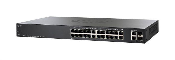 SF220-24P-K9-UK Cisco SF220-24P 24-Port 10/100 PoE Smart Plus Switch - 24 Ports - Manageable - 10/100Base-TX, 10/100/1000Base-T, 1000Base-X - 2 Layer Supported - 2 SFP Slots - Desktop,  (Refurbished)