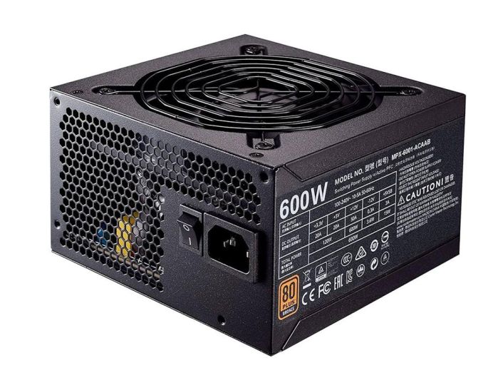 MPX-6001-ACAAB-JP Cooler Master MWE 600-Watts 100-240V AC 10-5A 50-60Hz 80-Plus Bronze ATX Power Supply