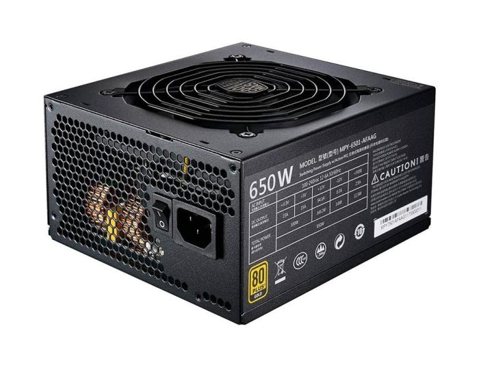 MPY-6501-AFAAG-BR Cooler Master MWE 650-Watts 100-240V AC 12-6A 50-60Hz 80-Plus Gold Full Modular ATX Power Supply