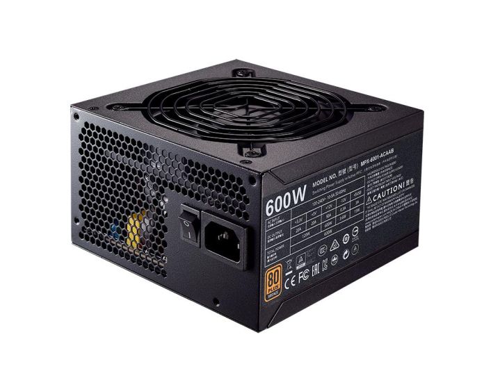 MPX-6001-ACAAW-CN Cooler Master MasterWatt Lite 600-Watts 100-240V AC 4-8A 50-60Hz 80-Plus Standard ATX Power Supply