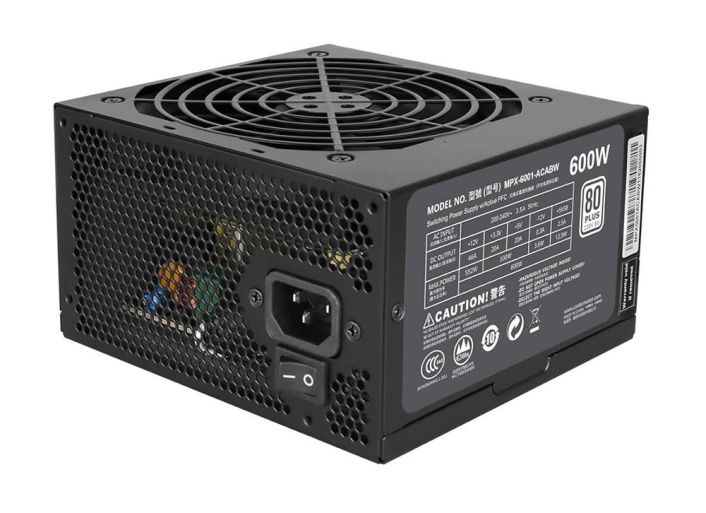 MPX-6001-ACAAW-JP Cooler Master MasterWatt Lite 600-Watts 100-240V AC 4-8A 50-60Hz 80-Plus Standard ATX Power Supply