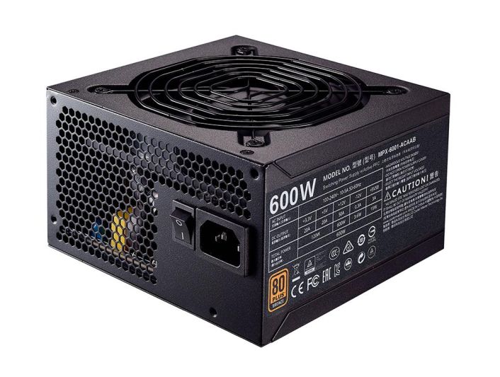 MPX-6001-ACAAB-AU Cooler Master MWE 600-Watts 100-240V AC 10-5A 50-60Hz 80-Plus Bronze ATX Power Supply