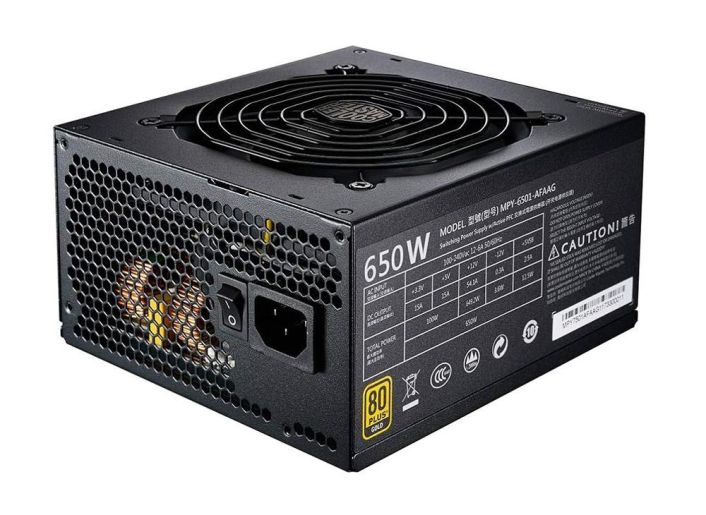 MPY-6501-AFAAG-EU Cooler Master MWE 650-Watts 100-240V AC 12-6A 50-60Hz 80-Plus Gold Full Modular ATX Power Supply