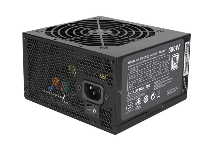 MPX-5001-ACAAW-EU Cooler Master MasterWatt Lite 500-Watts 100-240V AC 8-4A 50-60Hz 80-Plus Standard ATX Power Supply