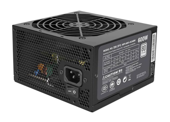 MPX-6001-ACAAW-KR Cooler Master MasterWatt Lite 600-Watts 100-240V AC 4-8A 50-60Hz 80-Plus Standard ATX Power Supply