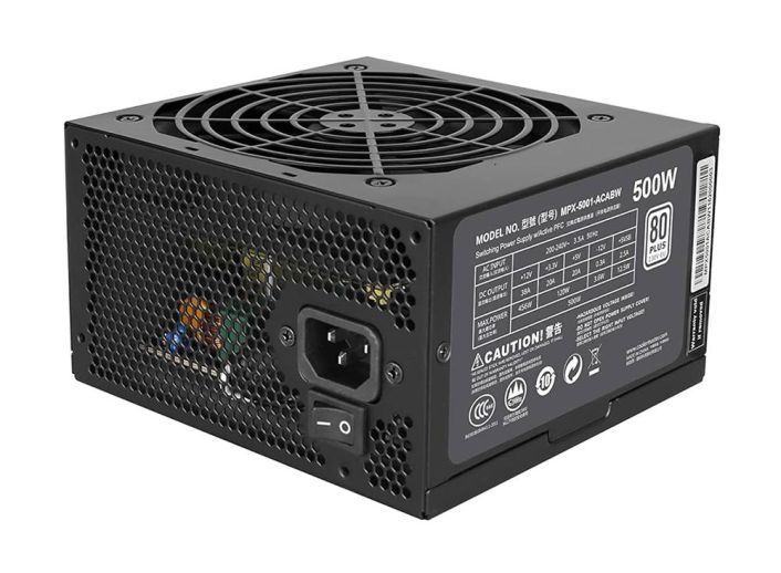 MPX-5001-ACAAW-CN Cooler Master MasterWatt Lite 500-Watts 100-240V AC 8-4A 50-60Hz 80-Plus Standard ATX Power Supply