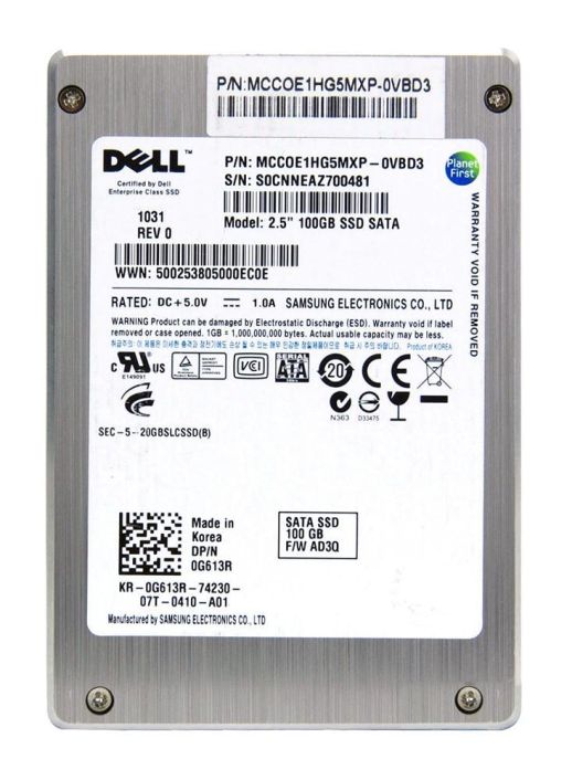 G613R Dell 100GB SLC SATA 3Gbps 2.5-inch Internal Solid State Drive (SSD) for EqualLogic Server Systems