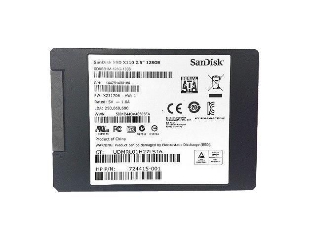 724415-001 HP 128GB MLC SATA 6Gbps 2.5-inch Internal Solid State Drive (SSD)