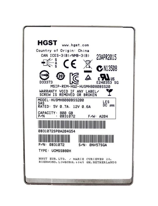 HUSMH8080BSS20 Hitachi 800GB MLC SAS 12Gbps High Endurance (TCG Encryption) 2.5-inch Internal Solid State Drive (SSD)