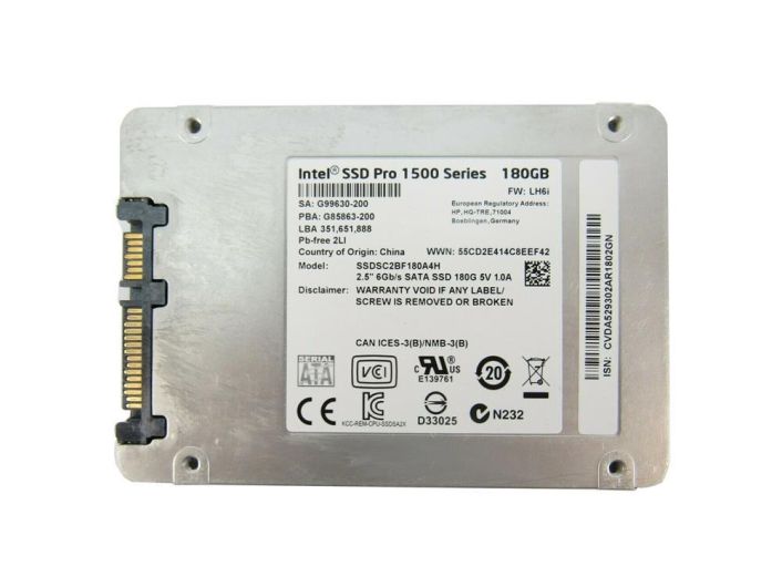 SSDSC2BF180A4H Intel Pro 1500 Series 180GB MLC SATA 6Gbps (AES-256) 2.5-inch Internal Solid State Drive (SSD)
