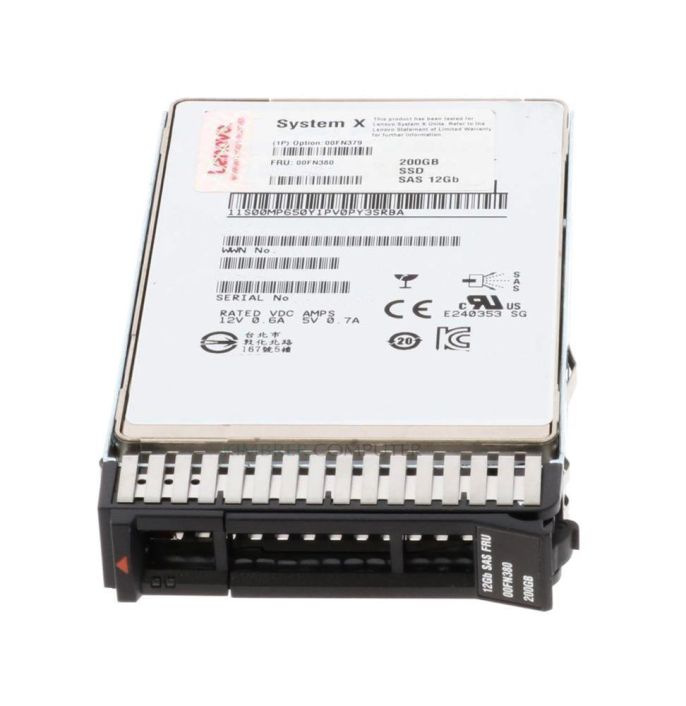 00FN379 Lenovo 200GB MLC SAS 12Gbps Hot Swap Enterprise 2.5-inch Internal Solid State Drive (SSD) for System x3550 M5