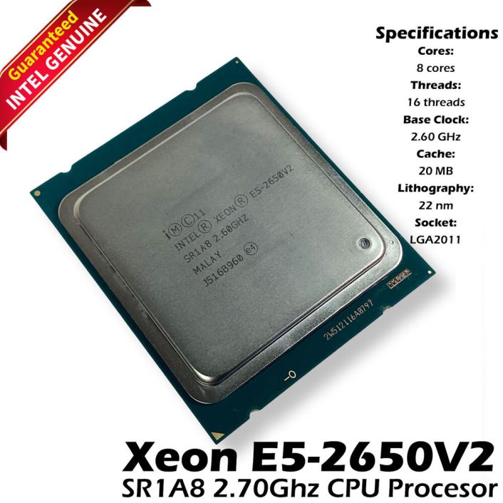 Intel Xeon E5-2650V2 8 Core 2.6GHz 20MB Smart Cache 8GT/s QPI TDP 95W SR1A8