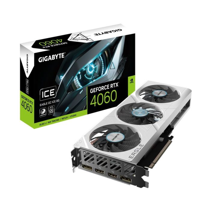 GIGABYTE GeForce RTX 4060 EAGLE OC ICE 8G Graphics Card (3x WINDFORCE Fans, 8GB GDDR6)