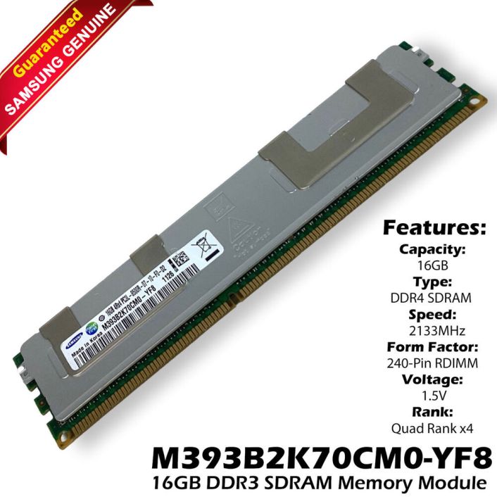 Samsung M393B2K70CM0-YF8 16GB PC3-8500 DDR3-1066MHz 4RX4 RDIMM ECC Memory RAM