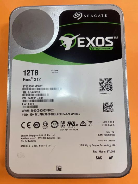 Seagate Exos X12 12TB ST12000NM0027 12Gb/s 7.2K 256MB SAS 3.5" Hard Disk Drive