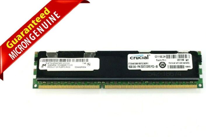 New Micron 16GB DDR3 PC3-8500R Server ECC REG Memory MT72JSZS2G72PZ-1G1D1