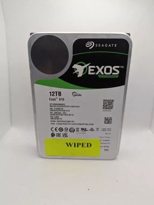 Seagate St12000Nm002G Exos X16 12Tb 3.5 12Gb/s Sas 256Mb Hard drive 512E/4KN HDD