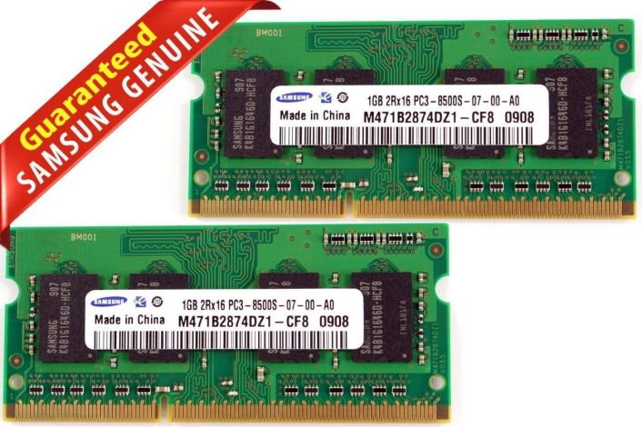 Lot 2 Samsung (2x1GB) PC3-8500 DDR3 1066MHz M471B2874DZ1-CF8 Memory Module F679F