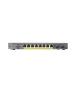 GS110TP-100NAS NetGear ProSafe 8-Ports 10/100/1000Mbps Gigabit PoE Smart Switch with 2 Gigabit Fiber SFP Ports (Refurbished)