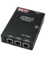 MIL-FT240TX Transition 10/100Base-TX (RJ-45) to 2x 10/100Base-TX (RJ-45) Second Port has a Redundant Port for 10/100 Fault Tolerant Redundant Media Converter